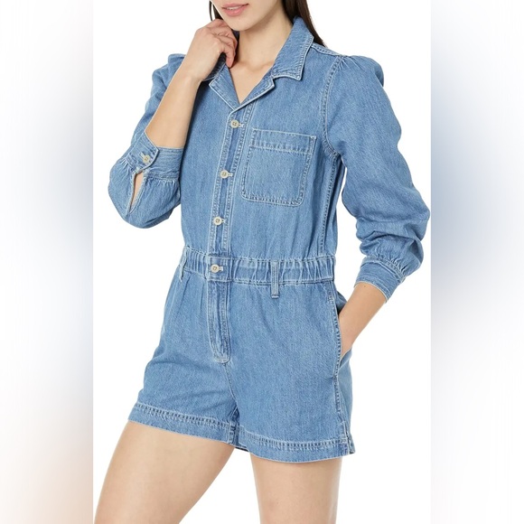 New - Madewell - Denim Long Sleeve Romper - Size S - Picture 1 of 5